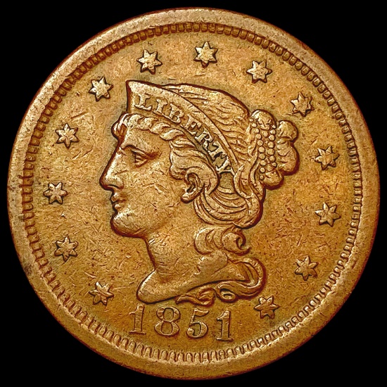 1851 Braided Hair Cent CLOSELY UNCIRCULATED