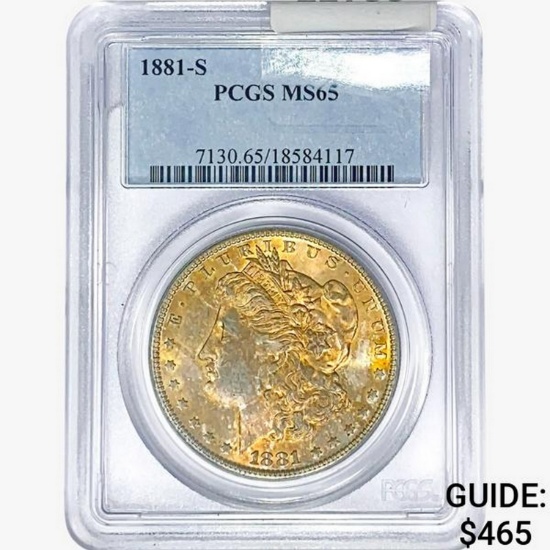 1881-S Morgan Silver Dollar PCGS MS65