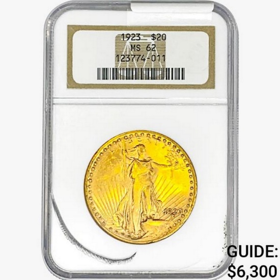 1923 $20 Gold Double Eagle NGC MS62
