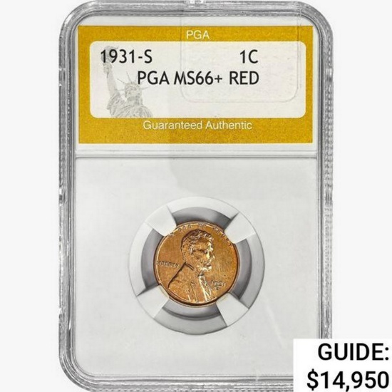 1931-S Wheat Cent PGA MS66+ RED
