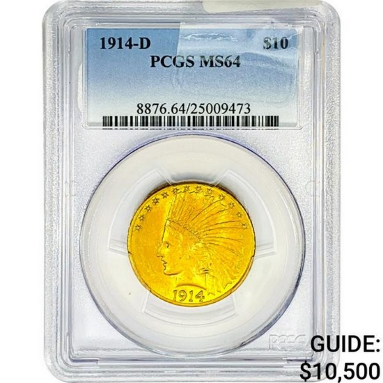 1914-D $10 Gold Eagle PCGS MS64