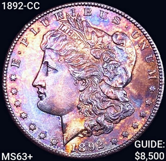 1892-CC Morgan Silver Dollar CHOICE BU+