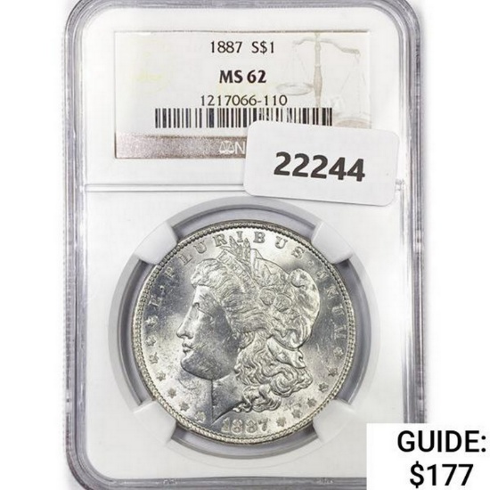 1887 Morgan Silver Dollar NGC MS62