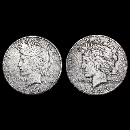 [2] Peace SilveDollars [1925-S, 1935] CLOSELY UNCI