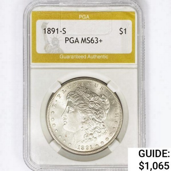1891-S Morgan Silver Dollar PGA MS63+