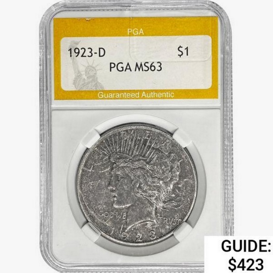 1923-D Silver Peace Dollar PGA MS63