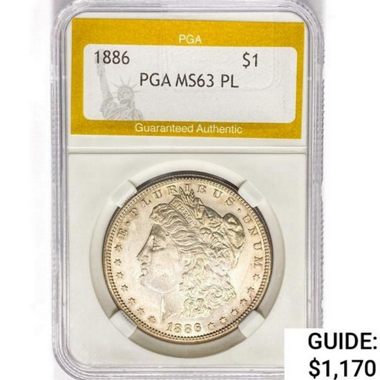 1886-S Morgan Silver Dollar PGA MS63 PL