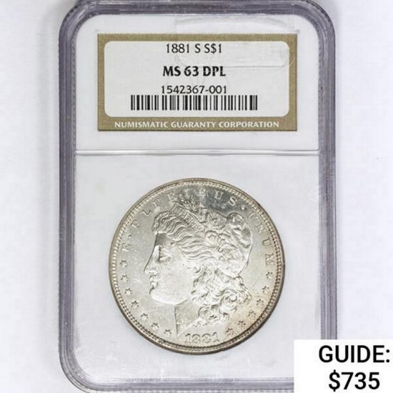 1881-S Morgan Silver Dollar NGC MS63 DPL