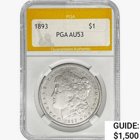 1893 Morgan Silver Dollar PGA AU53