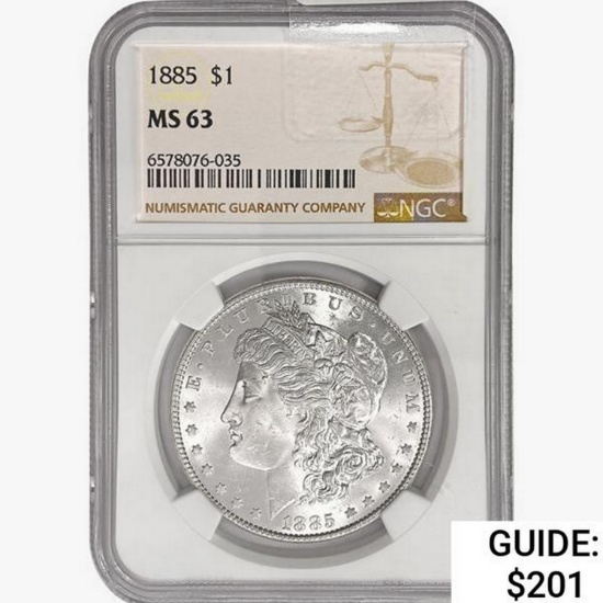 1885 Morgan Silver Dollar NGC MS63