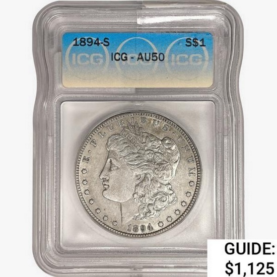 1894-S Morgan Silver Dollar ICG AU50