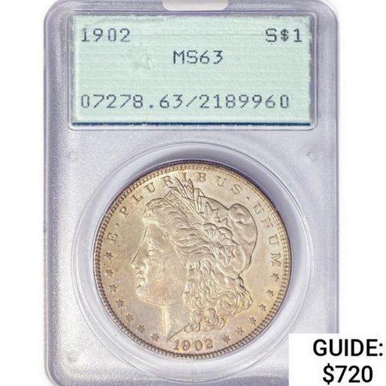 1902 Morgan Silver Dollar PCGS MS63