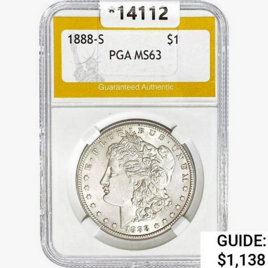 1888-S Morgan Silver Dollar PGA MS63