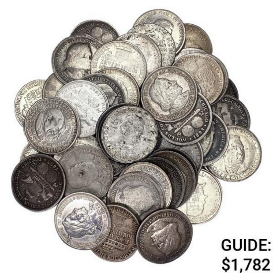 1893-1950's Silver Commemorative 50c Lot (54 Coins