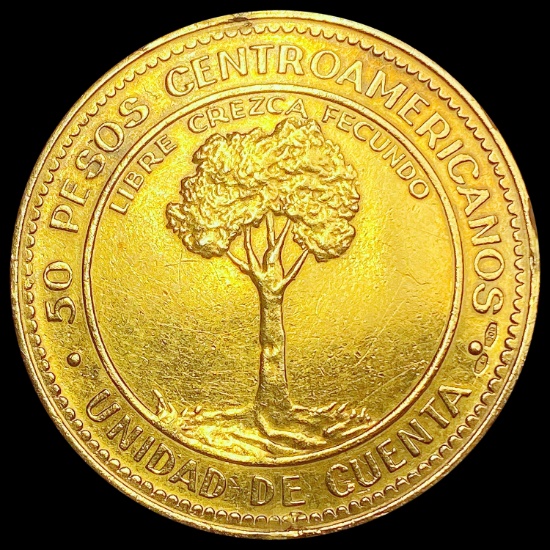 1970 Costa Rica Gold 50 Pesos 0.5787oz CLOSELY UNC
