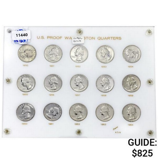 1950-1964 Gem Set Proof Washington Quarters (15 Co