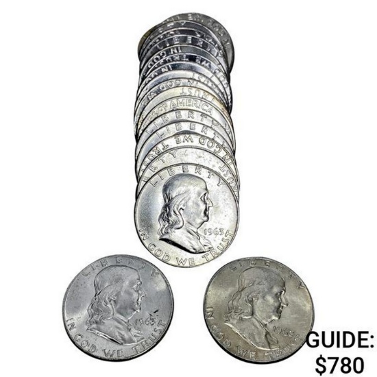1962-1963 D BU Franklin Half Dollar Roll (20 coins