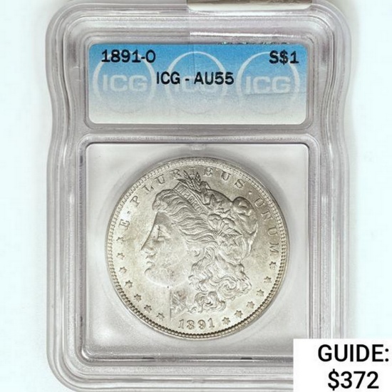 1891-O Morgan Silver Dollar ICG AU55