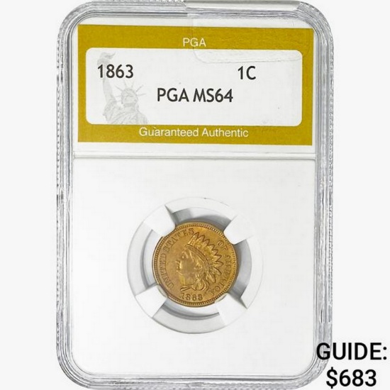 1863 Indian Head Cent PGA MS64