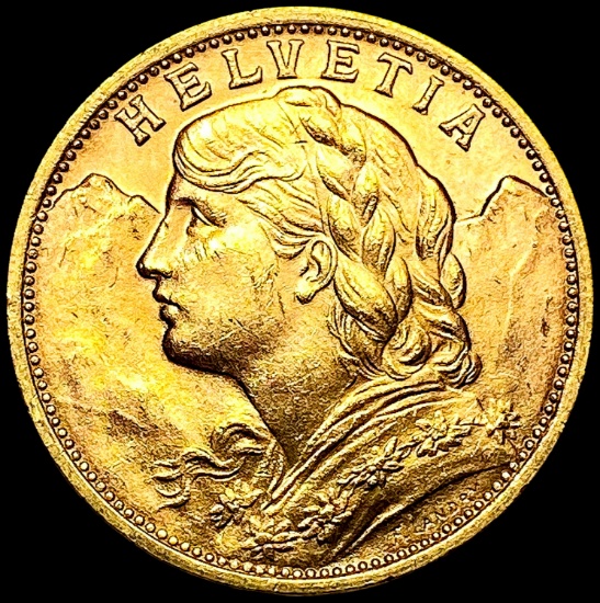 1927B .1867oz. Gold Switzerland 20 Francs