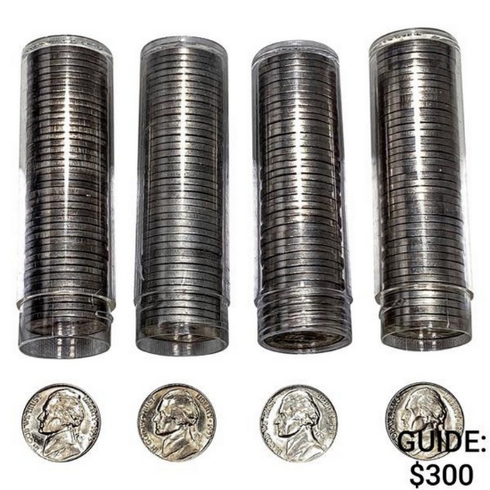 1952-1953 BU Jefferson 5c Rolls (160 Coins)