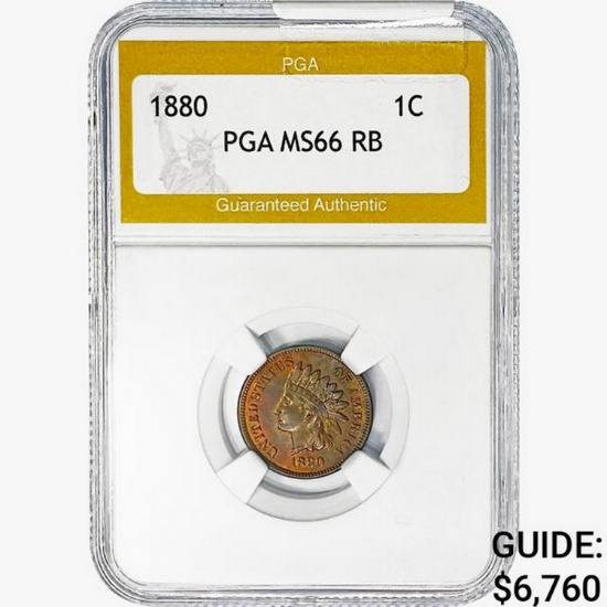 1880 Indian Head Cent PGA MS66 RB