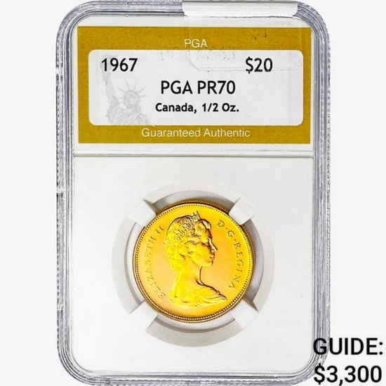 1967 $20 1/2oz Canada PGA PR70