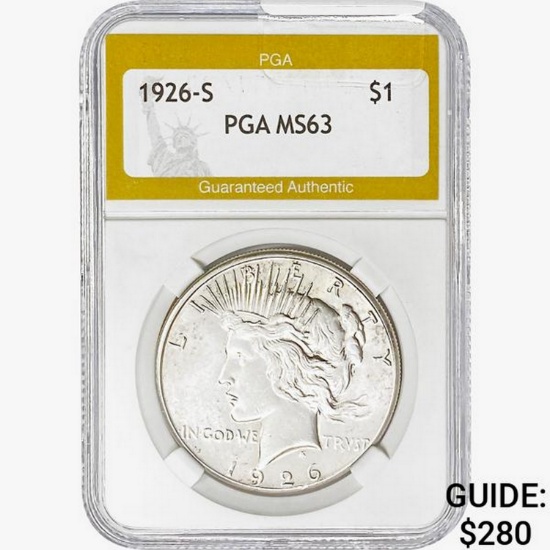 1926-S Silver Peace Dollar PGA MS63