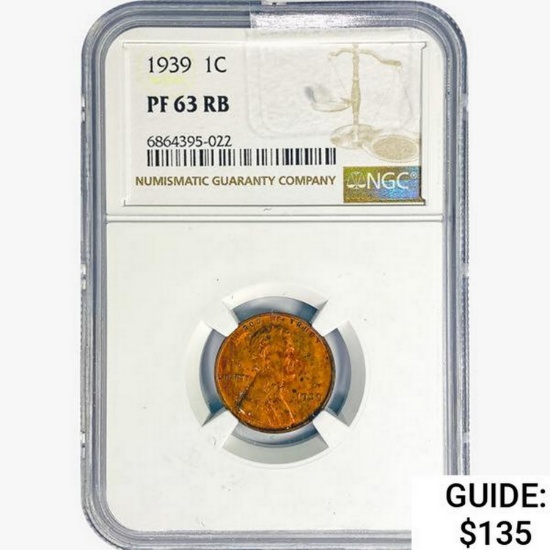 1939 Wheat Cent NGC PF63 RB