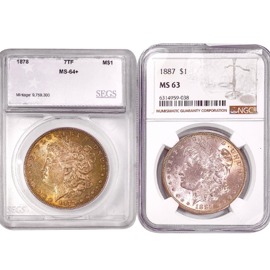 1878&1887 [2] Morgan Silver Dollar SEGS/NGC MS63/6