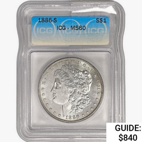 1886-S Morgan Silver Dollar ICG MS60