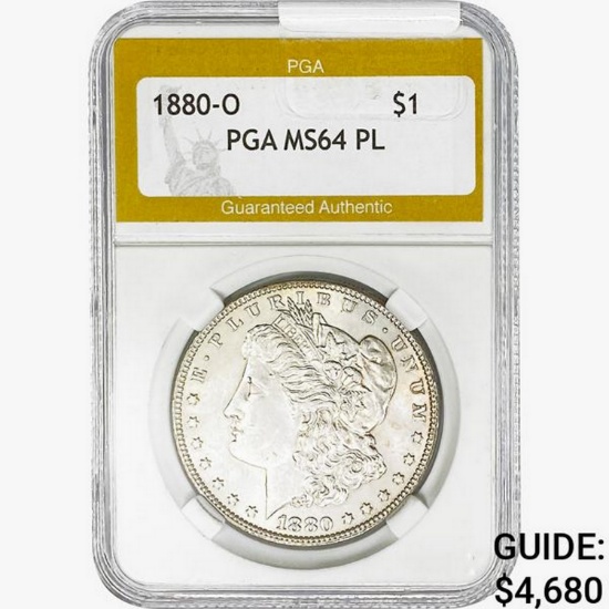 1880-O Morgan Silver Dollar PGA MS64 PL