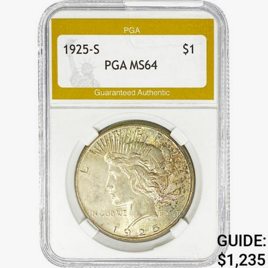 1925-S Silver Peace Dollar PGA MS64