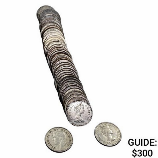 1960's-1980's Canada Silver & Clad Dime Roll [54 C