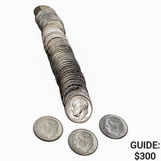 1950's-1960's BU Roosevelt Mixed Date Dime Roll [5
