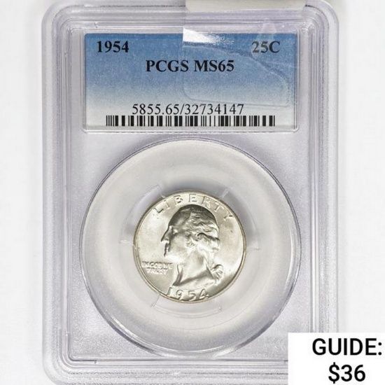 1954 Washington Silver Quarter PCGS MS65