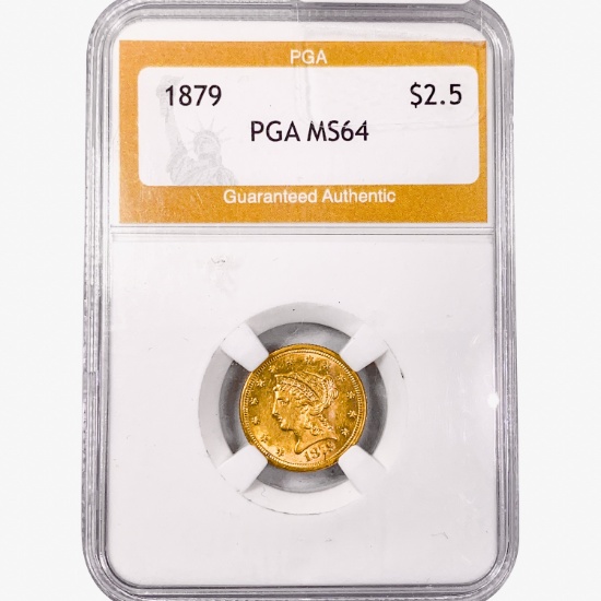 1879 $2.50 Gold Quarter Eagle PGA MS64