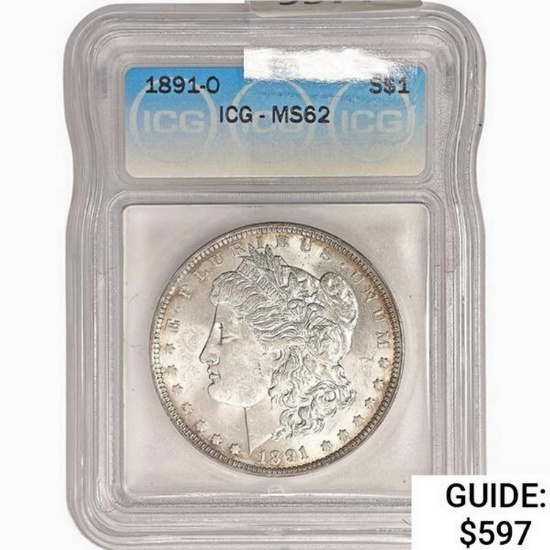 1891-O Morgan Silver Dollar ICG MS62