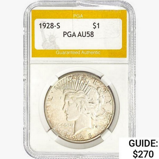 1928-S Silver Peace Dollar PGA AU58