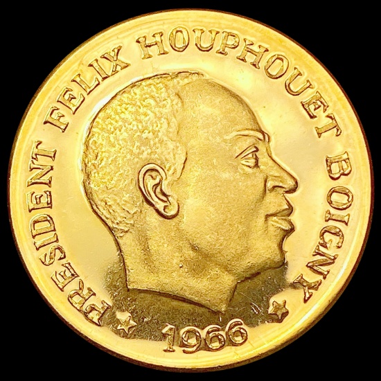1966 Ivory Coast Gold 25 Francs 0.2345oz  CHOICE P