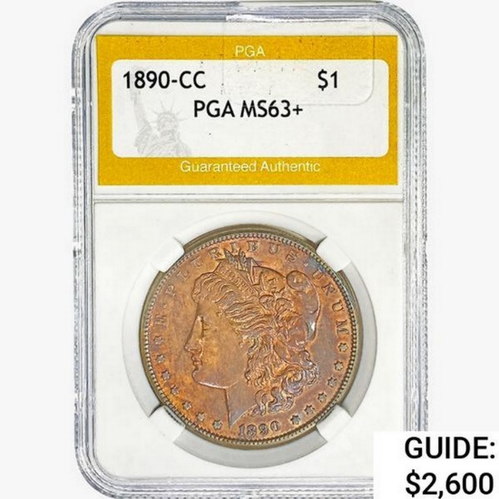 1890-CC Morgan Silver Dollar PGA MS63+