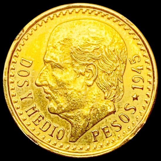 1945 Mexico 2.5 Pesos 0.0603oz Gold UNCIRCULATED