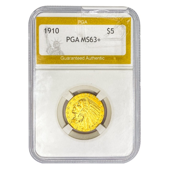 1910 $5 Gold Half Eagle PGA MS63+