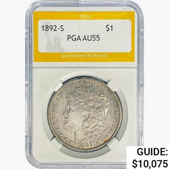 1892-S Morgan Silver Dollar PGA AU55