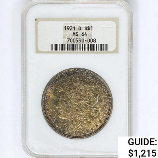 1921-D Morgan Silver Dollar NGC MS64