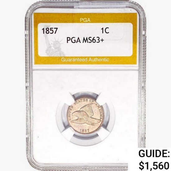 1857 Flying Eagle Cent PGA MS63+