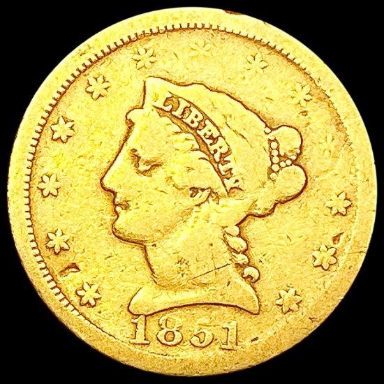 1851 $3 Gold Piece LIGHTLY CIRCULATED