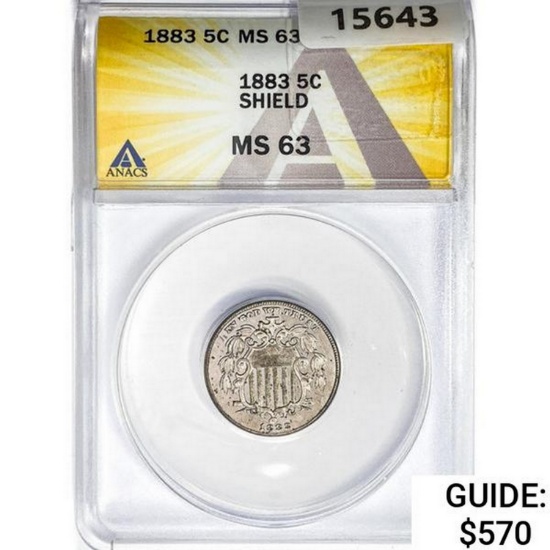 1883 Shield Nickel ANACS MS63