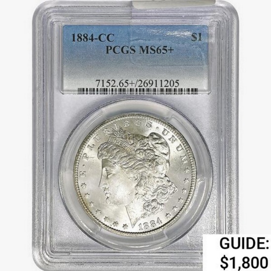 1884-CC Morgan Silver Dollar PCGS MS65+