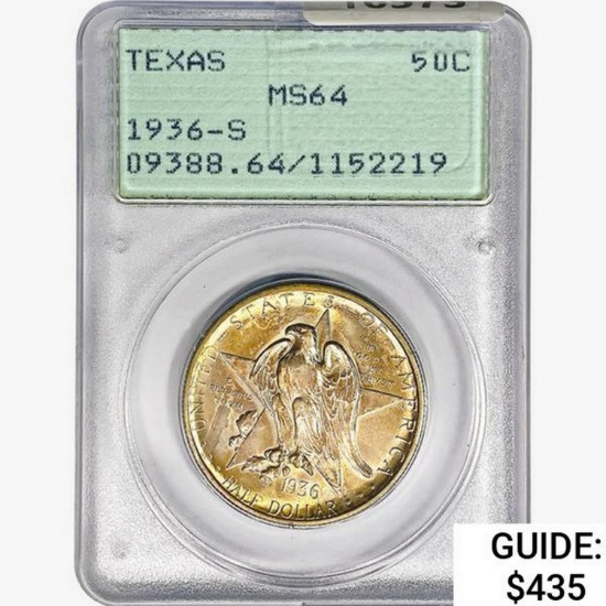 1936-S Texas Half Dollar PCGS MS64